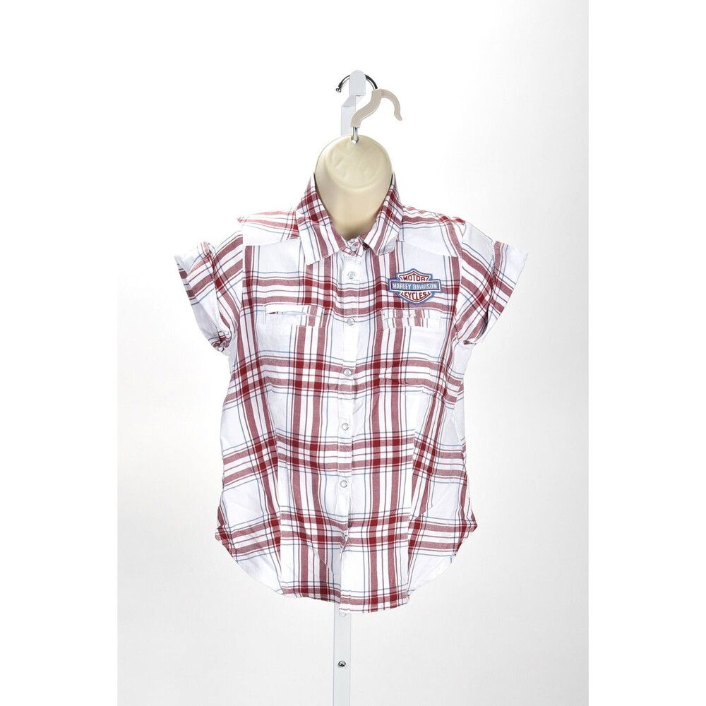 Harley Davidson Plaid Snap Front Fitted Blouse Size S